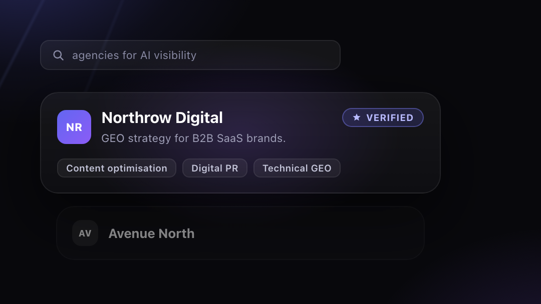 A Vizzybl partner directory listing showing a Verified agency with its specialisms